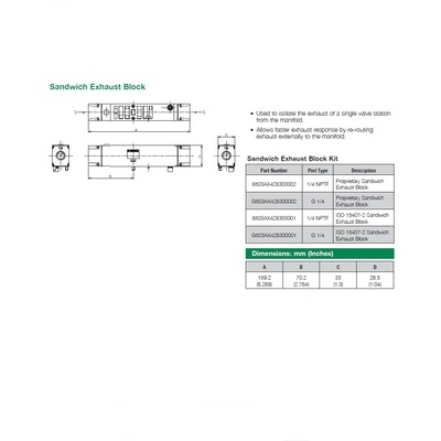G503AX428300002 NUMATICS/AVENTICS SANDWICH EXHAUST BLOCK<BR>503 SERIES 1/4" G (PTY)